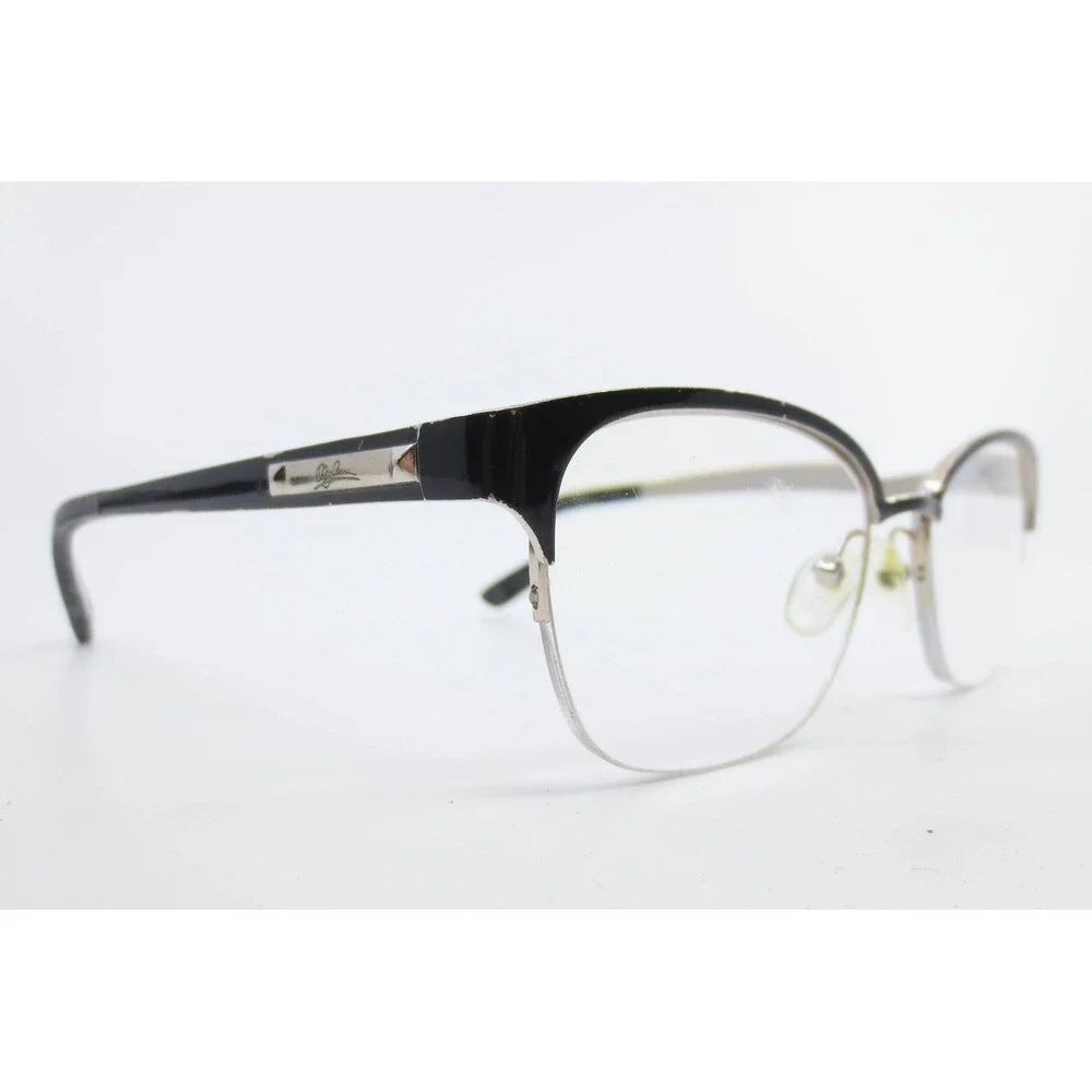 Oleg Cassini OCO 116 001 Black Silver Semi Rimless Cat Eye Eyeglass Frames 51-18